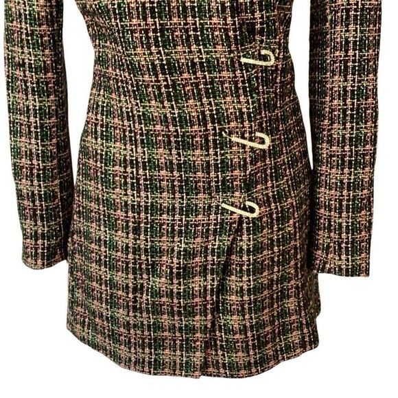 NWT Zara Tweed Textured Blazer Dress Women’s Large Lined Metallic Crystal Closur - Picture 5 of 9